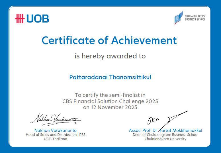 CBS Financial Solution Challenge 2025 Certificate